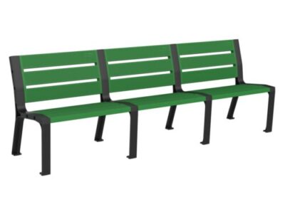 Panchina triposto in polietilene verde senza braccioli